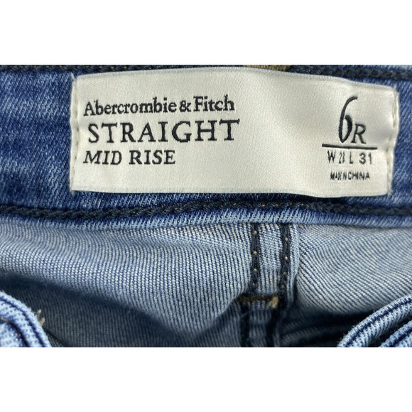 Abercrombie & Fitch Jeans Womens Size 6R Straight Distressed Destroyed Stretch - Picture 3 of 11
